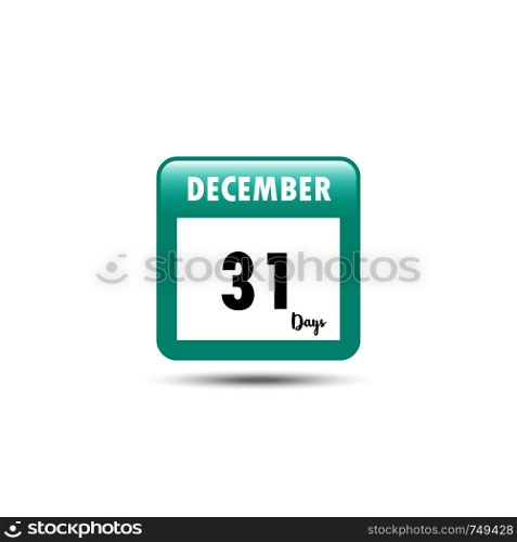 Calendar icon. Vector illustration. 31 days in December