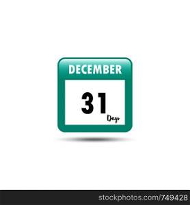 Calendar icon. Vector illustration. 31 days in December