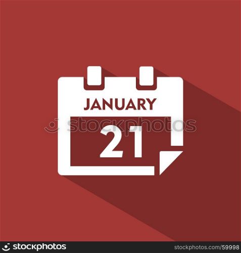 Calendar icon with shade on red background