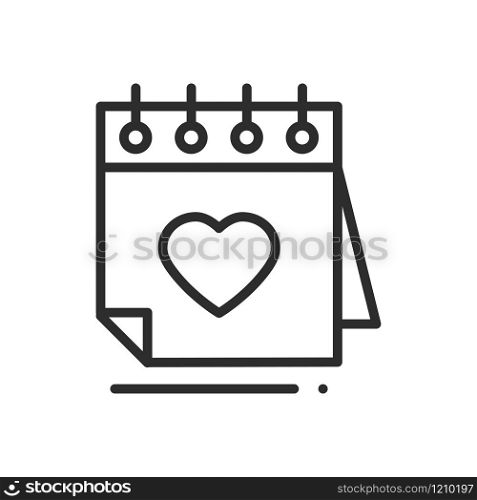 Calendar line icon. Reminder. Happy Valentine day sign and symbol. Love couple relationship dating wedding day theme. Heart shape.