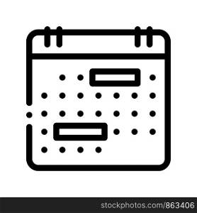 Calendar Month Page Vector Sign Thin Line Icon. Calendar With Data Day And Year, Hotel Performance Of Service Equipment Linear Pictogram. Business Hostel Items Monochrome Contour Illustration. Calendar Month Page Vector Sign Thin Line Icon