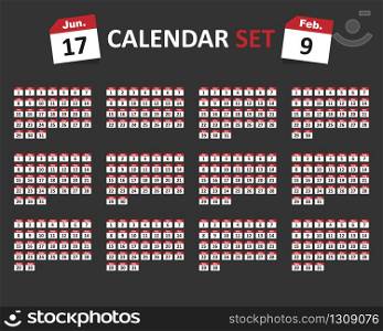 Calendar months and days icon set. Vector illustration EPS 10