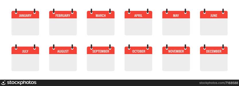 Calendar mounts isolated vector icons on white background. Week calendar schedule. Business plan schedule. EPS 10