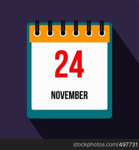 Calendar november 24 flat icon with shadow on the background. Calendar november 24 flat icon with shadow
