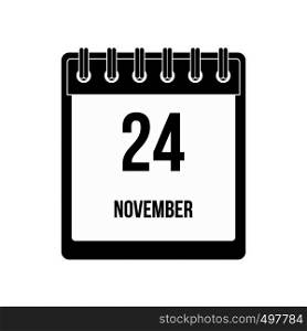 Calendar november 24 icon. Black simple style. Calendar november 24 icon
