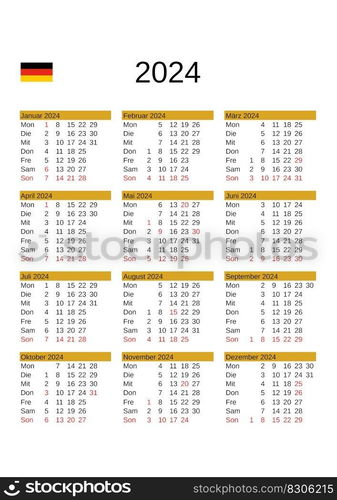 calendar of year 2024 in German language with Germany public holidays ...