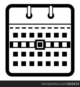 Calendar page icon. Simple illustration of calendar page vector icon for web. Calendar page icon, simple black style