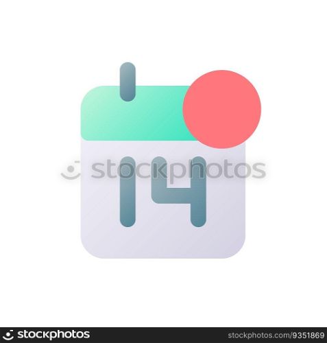 Calendar reminder pixel perfect flat gradient two-color ui icon. Event date. Business organizer. Simple filled pictogram. GUI, UX design for mobile application. Vector isolated RGB illustration. Calendar reminder pixel perfect flat gradient two-color ui icon