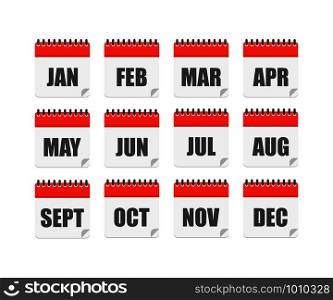 calendar set of month of year in flat. calendar set of month of year, flat