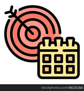 Calendar target icon outline vector. Business point. Word key color flat. Calendar target icon vector flat