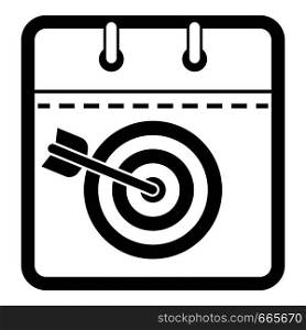 Calendar target icon. Simple illustration of calendar target vector icon for web. Calendar target icon, simple black style