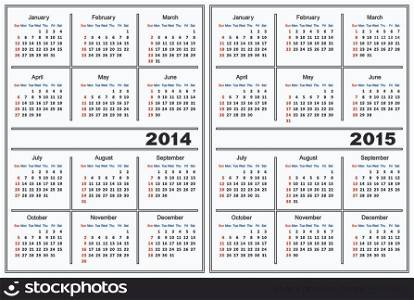 Calendar template. 2014,2015