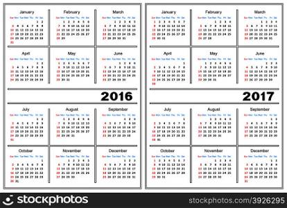 Calendar template 2016, 2017