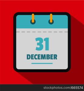 Calendar thirty first december icon. Flat illustration of calendar thirty first december vector icon for web. Calendar thirty first december icon, flat style
