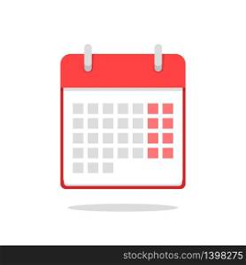Calendar time, date month management flat vector office concept illustration isolated on white background with shadow