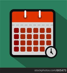 Calendar time icon. Flat illustration of calendar time vector icon for web. Calendar time icon, flat style