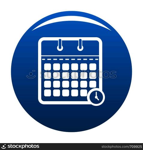 Calendar time icon vector blue circle isolated on white background . Calendar time icon blue vector