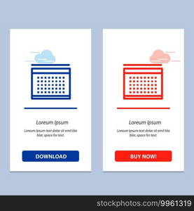 Calendar, Vacation, Date, Holidays  Blue and Red Download and Buy Now web Widget Card Template