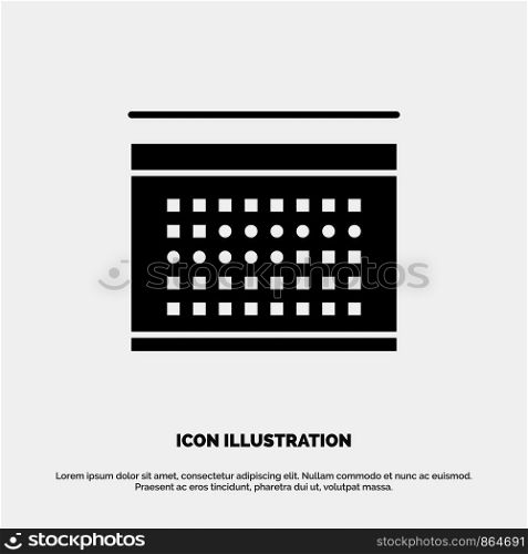 Calendar, Vacation, Date, Holidays Solid Black Glyph Icon