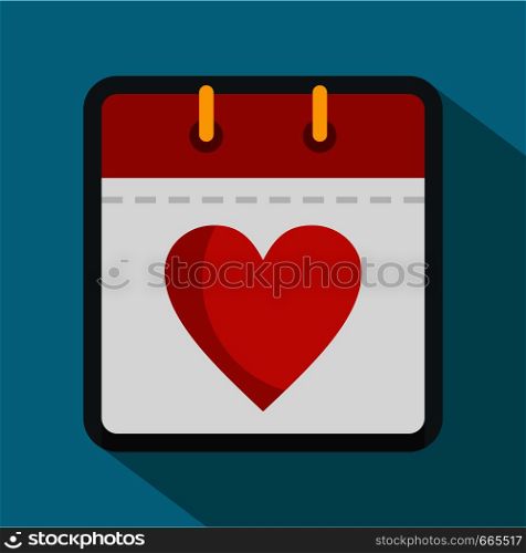 Calendar valentine day icon. Flat illustration of calendar valentine day vector icon for web. Calendar valentine day icon, flat style