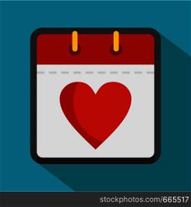 Calendar valentine day icon. Flat illustration of calendar valentine day vector icon for web. Calendar valentine day icon, flat style