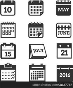 Calendar vector icons set. Calendar vector icons set. Calendar page symbol and pictogram illustration calendars of element