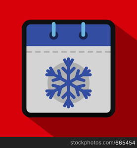 Calendar winter icon. Flat illustration of calendar winter vector icon for web. Calendar winter icon, flat style