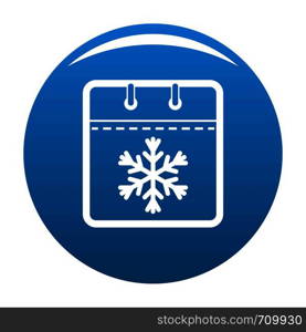 Calendar winter icon vector blue circle isolated on white background . Calendar winter icon blue vector