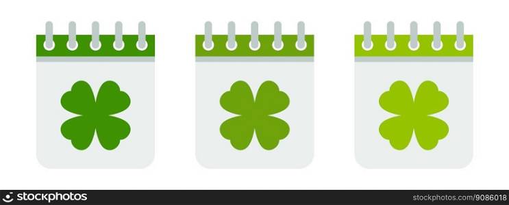 Calendar with Clover in flat style isolated