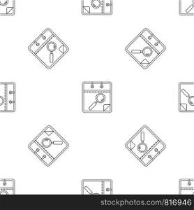 Calendar with magnifier pattern seamless vector repeat geometric for any web design. Calendar with magnifier pattern seamless vector