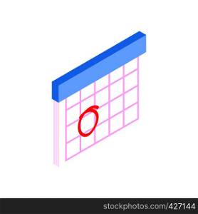 Calendar with marks menstrual days. Isometric 3d icon on a white background. Calendar with marks menstrual days