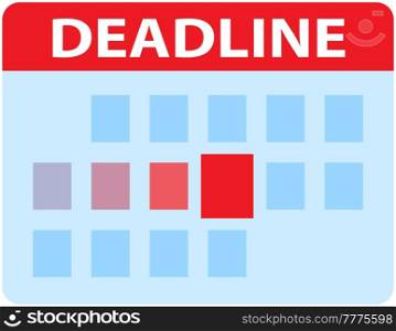 Calendar with red marked dates. Scheduling time and timetable to deal with deadlines. To-do schedule, workflow planning concept. Blue calendar with dates and deadline inscription vector illustration. Calendar with red marked dates. Scheduling, planning time, timetable to deal with deadlines