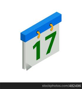 Calendar with St. Patrick Day date isometric 3d icon on a white background. Calendar with St. Patrick Day date isometric icon
