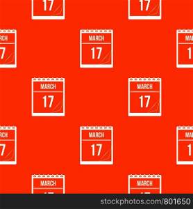 Calendar with the date of March 17 pattern repeat seamless in orange color for any design. Vector geometric illustration. Calendar with date of March 17 pattern seamless