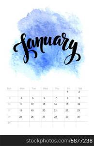 Calendar with watercolor paint 2016 design. Vector illustration. Calendar with watercolor paint 2016 design. Vector illustration EPS 10