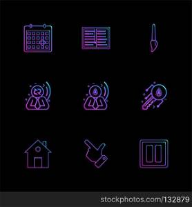 Calender , paint , brush , pause , home  , hand,  crypoto currency , home ,icon, vector, design,  flat,  collection, style, creative,  icons