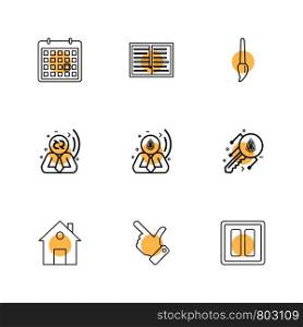 Calender , paint , brush , pause , home , hand, crypoto currency , home ,icon, vector, design, flat, collection, style, creative, icons