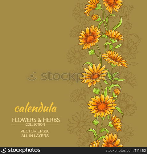 calendula vector background. calendula flowers vector pattern on color background