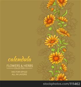 calendula vector background. calendula flowers vector pattern on color background