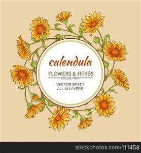 calendula vector frame. calendula flowers vector frame on color background