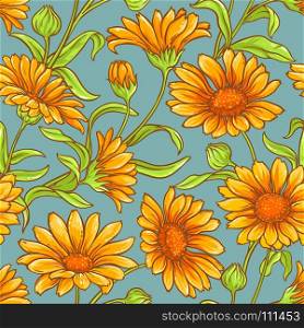 calendula vector seamless pattern. calendula flowers vector color seamless pattern on color background