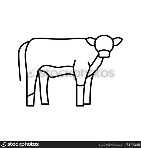 calf domestic animal line icon vector. calf domestic animal sign. isolated contour symbol black illustration. calf domestic animal line icon vector illustration