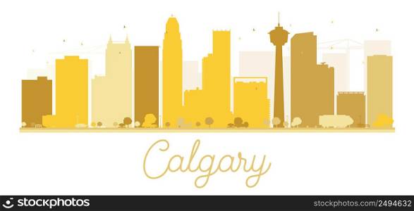 Calgary City skyline golden silhouette. Vector illustration. Simple flat concept for tourism presentation, banner, placard or web. Business travel concept. Cityscape with famous landmarks
