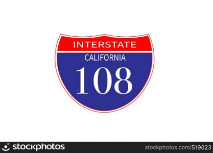 California highway road sign vector illustration on white. California highway road sign vector illustration