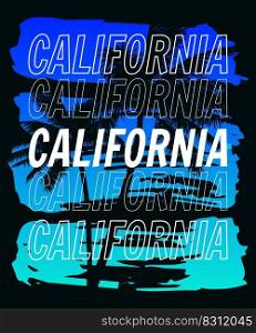 California sunset print t-shirt design. Poster retro grunge palm tree silhouettes, gradient, typorgaphy. Vector illustration. California sunset print t-shirt design. Poster retro grunge palm tree silhouettes