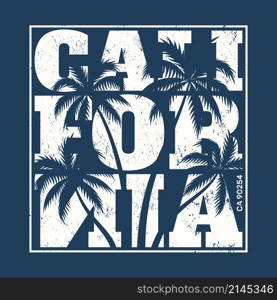 California tee print with palm trees. T-shirt design, graphics, stamp, label, typography.. California tee print with palm trees. T-shirt design, graphics,