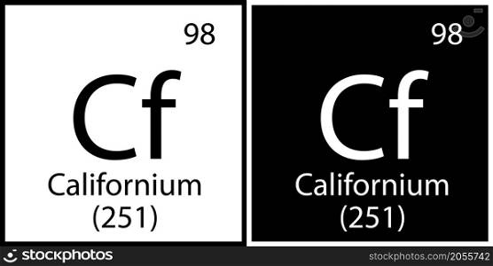 Californium chemical sign. Mendeleev table. Education background. Science structure. Vector illustration. Stock image. EPS 10.. Californium chemical sign. Mendeleev table. Education background. Science structure. Vector illustration. Stock image.