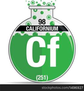 Californium symbol on chemical round flask. Element number 98 of the Periodic Table of the Elements - Chemistry. Vector image