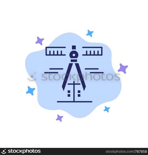 Calipers, Geometry, Tools, Measure Blue Icon on Abstract Cloud Background