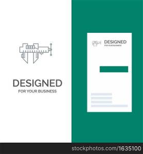 Calipers, Measure, Micrometer, Repair, Scale Grey Logo Design and Business Card Template